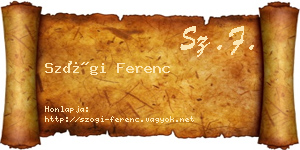 Szögi Ferenc névjegykártya